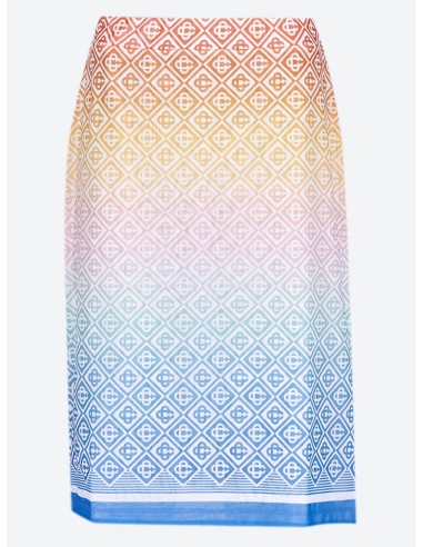 Stretch printed mesh midi skirt Venez acheter