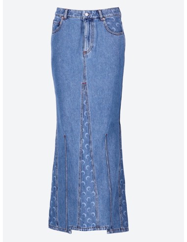 Moon laser denim long skirt en linge